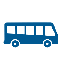 Stylized graphic of a blue van